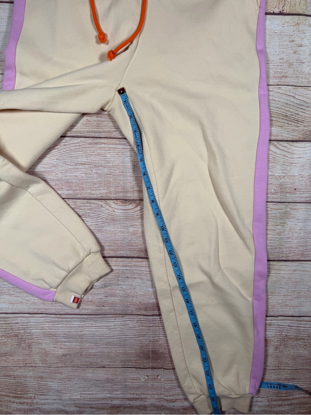 Lego Cream Joggers with Lavender Side Stripes and Orange Drawcord - Picture 6 of 9
